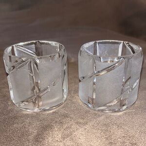 Partylite Crystal Votive Candle Holder Pair Counterpoint Frosted Vintage